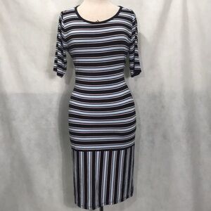LulaRoe pastel striped body-con midi dress
